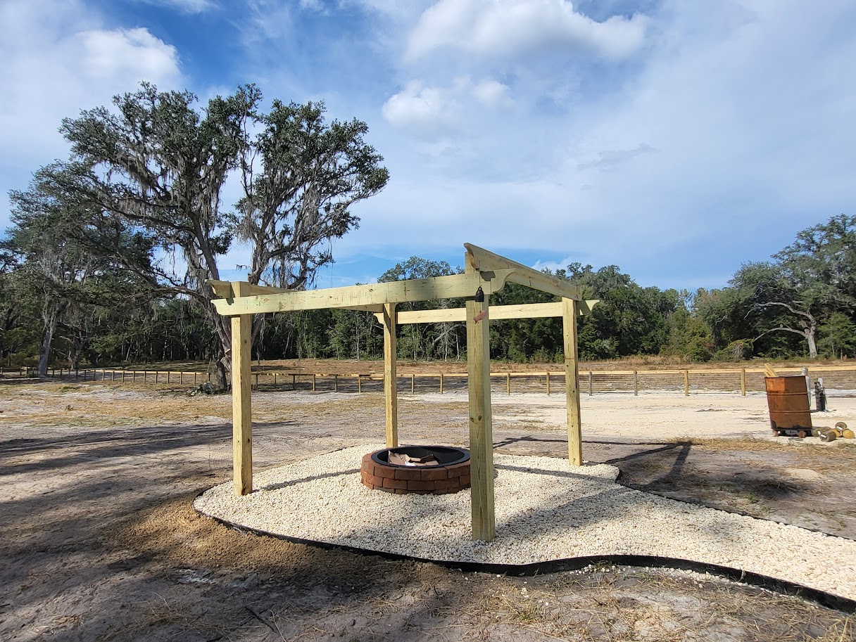 pagoda and firepit install